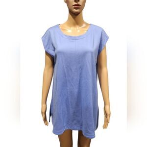 J. Jill women's blue boxy sleeveless round neck casual summer blouse Sz Medium